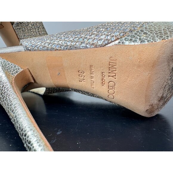 $695.00 Jimmy Choo Silver & Gold Sandals / Heels 6.5 e36.5 - Picture 8 of 12